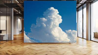 Cumulus white clouds bodies towering in clear blue sky background. Wall mural