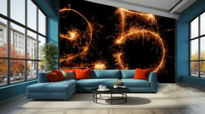 sparklers 25% discount rate against the black background Wall mural