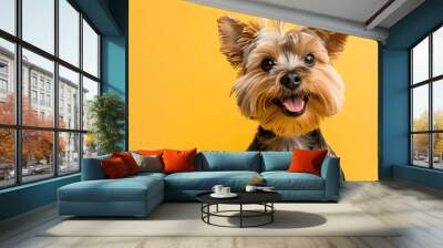 Happy yorkshire terrier dog is smiling. Generative ai design concept. Wall mural