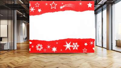 weihnachtliches Geschenkspapier aufgerissen - Ihre Botschaft auf weißer Fläche Wall mural