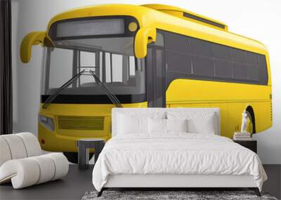 A bright yellow bus with modern design, perfect for urban transportation and school travel visuals. Wall mural