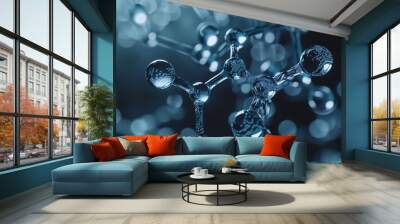 A molecular structure of a complex organic compound. Atoms are represented by spheres, and bonds are represented by cylinders. Wall mural