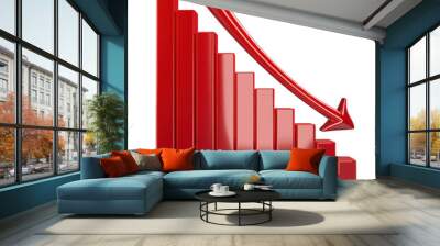 A striking red bar graph illustrating a significant decline, symbolizing financial loss or reduced performance in a clear visual format. Wall mural