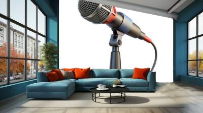 Classic microphone on a stand, perfect for recordings, performances, and broadcasting. High-quality design for audio enthusiasts. Wall mural