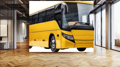 Vibrant yellow bus, isolated on a white or transparent background Wall mural