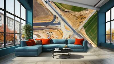 New road construction site aerial view Wall mural