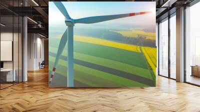 Sunset above the windmills on the field Wall mural