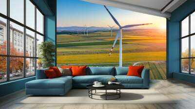 Sunset above the windmills Wall mural