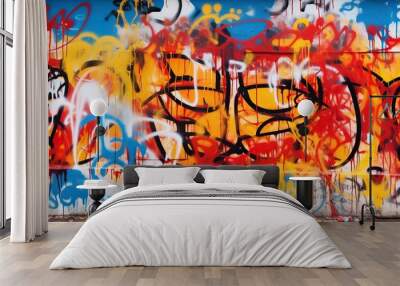 wall adorned with graffiti artwork Wall mural