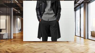 Stylish Male Fashion Model in Modern Menswear and Formal Attire – Trendy Fall/Winter Outfits Featuring Jacket, Suit, and Casual Look Wall mural