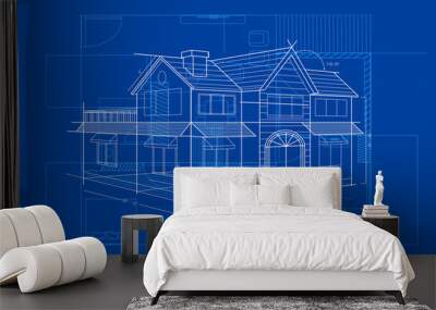 blueprint of building Wall mural