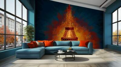 The Eiffel Tower world famous historical monument of Paris, France Wall mural