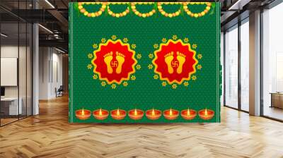 vector illustration of footprints of Goddess Lakshami on Diwali Wall mural