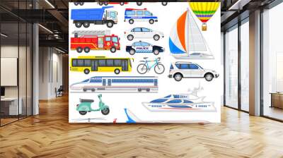 vector illustration of set of means of transport Wall mural