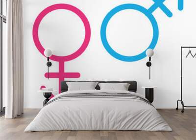 Gender symbol pink, blue and black icon. Female and male gender icon vector set. unisex illustration sign collection. Man and woman symbol on white background in eps 10. Wall mural