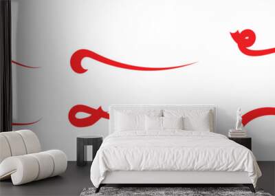 Swash and swooshes tails. Retro swishes and swashes for athletic typography, logos, baseball font in red color. Vector in eps 10. Wall mural