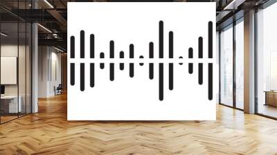 Waves of the equalizer. Vector illustration of music sound on isolated background. Drawing of radio signal painted by black inks. Sketch of musical soundtrack. Etching of voice record in eps 10. Wall mural