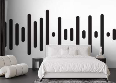 Waves of the equalizer. Vector illustration of music sound on isolated background. Drawing of radio signal painted by black inks. Sketch of musical soundtrack. Etching of voice record. In eps 10. Wall mural