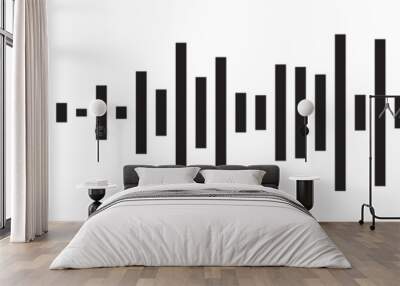 Waves of the equalizer. Vector illustration of music sound on isolated background. Drawing of radio signal painted by black inks. Sketch of musical soundtrack. Etching of voice record. In eps 10. Wall mural