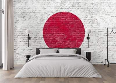 Japan - National flag on Brick wall Wall mural