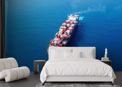 Ultra large container vessel (ULCV) at sea - Aerial image Wall mural