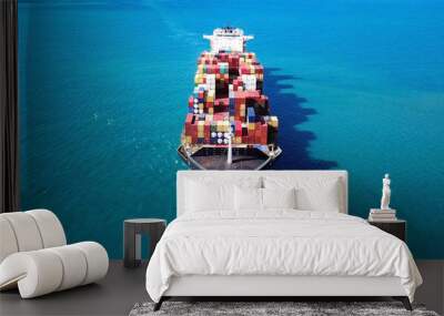 Ultra large container vessel (ULCV) at sea - Aerial image Wall mural