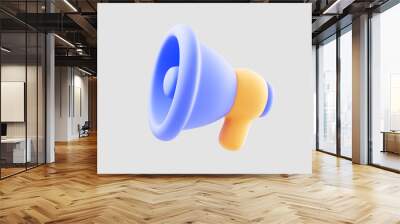 3D Purple megaphone speaker or loudspeaker for announcement. Comment reply is false, correct and problem. 3d rendering Wall mural