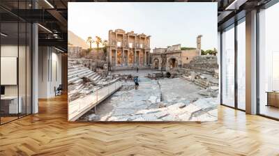 Ruins of Celsius Library in ancient city Ephesus, Turkey in a beautiful summer day, August 12, 2019, izmir, Turkey Wall mural