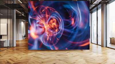 An abstract image featuring swirling patterns of vibrant colored fusion energy, creating a dynamic and mesmerizing visual effect. Wall mural