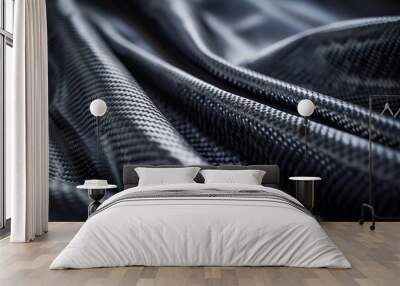 Macro shot of black carbon fiber weave structure Wall mural