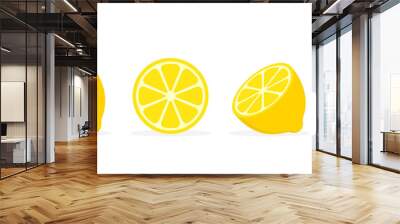 Fresh lemon fruits, collection of vector illustrations Wall mural