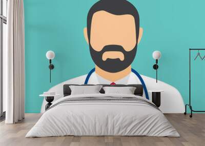 Male doctor with stethoscope avatar. Vector illustration. Wall mural