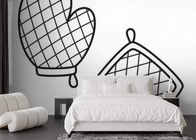 outline oven mitt and potholder Wall mural