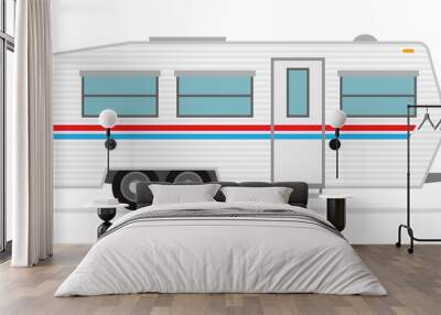 Rv camping trailer, travel mobile home, caravan. Home camper for travel, trailer mobile. Wall mural