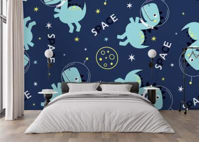 space dinosaur pattern Wall mural