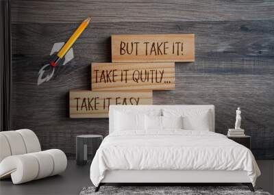 Pencil rocket withg business message Dream it, Wish it, Do it, Take it Wall mural