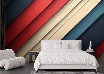 A dynamic red, white, and blue diagonal striped background, creating a vibrant and patriotic visual. The stripes run smoothly across the design, symbolizing unity. Wall mural