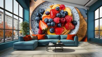 A refreshing fruit salad featuring fresh berries, perfect for a light and nutritious meal or a sweet and healthy snack Wall mural