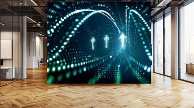 Blue light tunnel with futuristic patterns, capturing the essence of digital space and technological advancement Wall mural