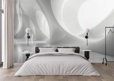 dark white abstract moving smoothed lines with futuristic glowing effect Wall mural