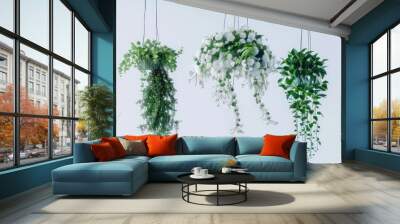 hanging plants with green plants included for decorative effect Wall mural