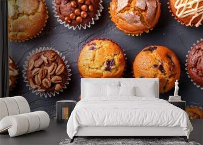 Muffins fresh out of the oven, with crispy tops and soft, moist centers, ready to be enjoyed Wall mural