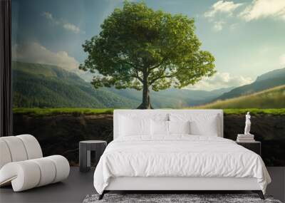 tree roots deep and wide strong and sustainable growth nature Wall mural