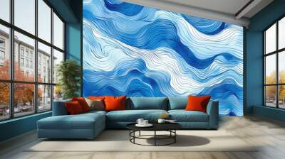 water line art flowing texture Wall mural