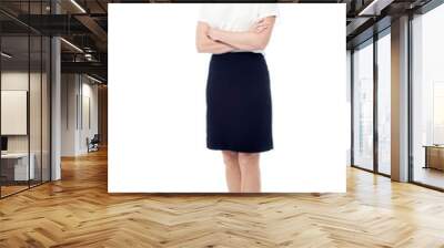 Confident businesswoman standing over white Wall mural