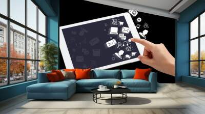 Digital tablet with application icons Wall mural