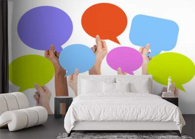 Hands holding speech bubbles Wall mural