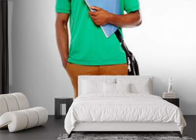 student carrying laptop bag and notebook Wall mural