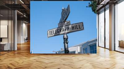 Telegraph hill street sign in San Francisco California Wall mural