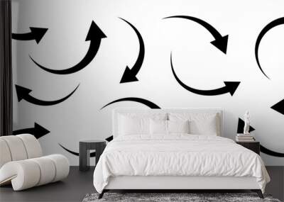 Black arrows set. Curved arrows. Arrow sign. Flat style icons. Wall mural